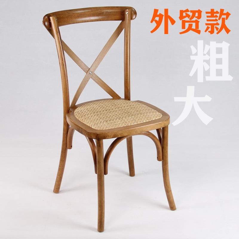 复古做旧实木餐椅子宴会婚礼户外仿古木制椅乡村叉号交叉背椅凳子
