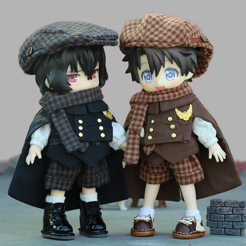 原创 OB11娃衣 英伦贝雷复古披风 娃娃衣服12分bjd GSC素体UFdoll