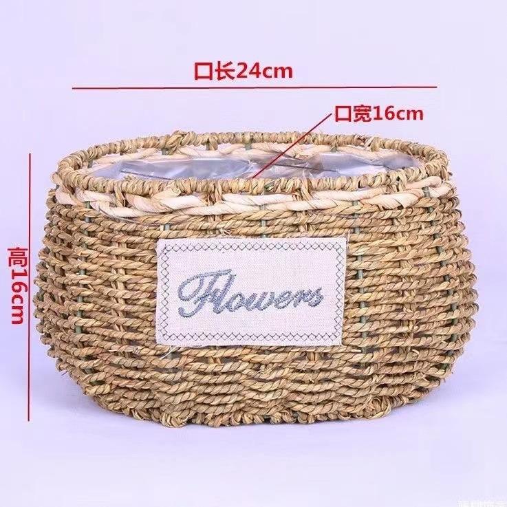 草编花盆藤编柳编花篮田园手工编织绿萝插花多肉创意壁挂手提摆件