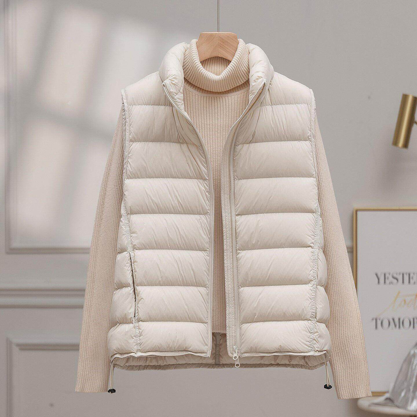 轻薄羽绒服女短款内搭马甲2025新款高端时尚90白鸭绒外穿马夹外套