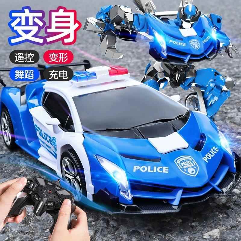遥控汽车儿童玩具金刚警车变形手势感应跑车3-8男孩漂移赛车礼物