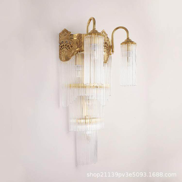 欧式全铜壁灯法式客厅电视墙餐厅卧室床头灯过道轻奢别墅创意灯具