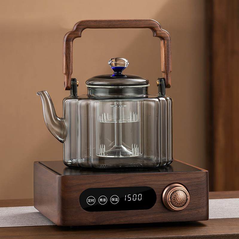 加厚全玻璃煮茶壶胡桃木电陶炉蒸汽新款围炉煮茶器自动煮茶炉泡茶,餐饮具,煮茶炉,淘宝优惠券,粉丝福利购,淘宝优惠卷