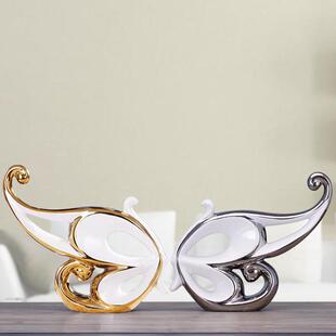 宏赫厂家供应抽象艺术工艺品电镀陶瓷家居装饰品现代简约摆件