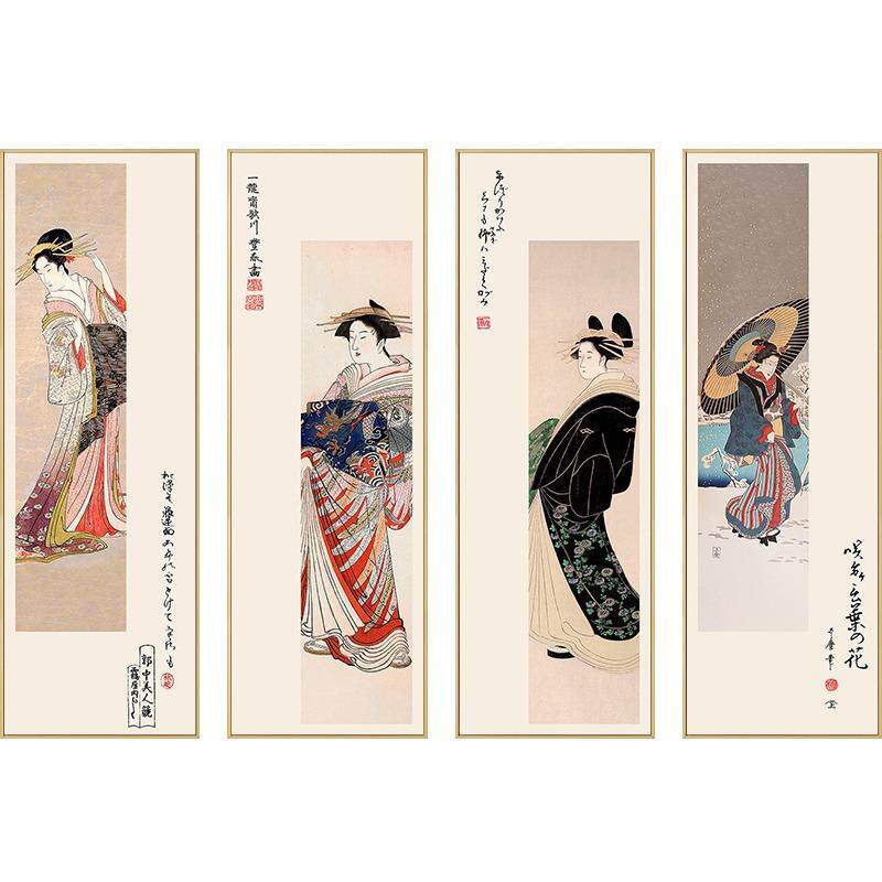 日式风格仕女图装饰画和风浮世绘日料餐厅挂画禅意日本居酒屋壁画