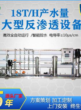 大型工业18吨/H一级反渗透水处理设备化妆品生产净水制取装置