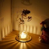 走马灯旋转烛台礼木马香薰蜡烛杯台烛光晚托餐浪漫围QQ680068感物