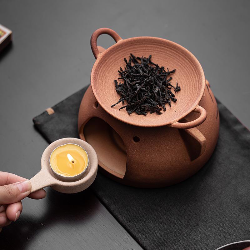日式粗陶家用蜡烛烤茶炉 陶瓷焙茶炉醒茶器提香暖茶台器具套装