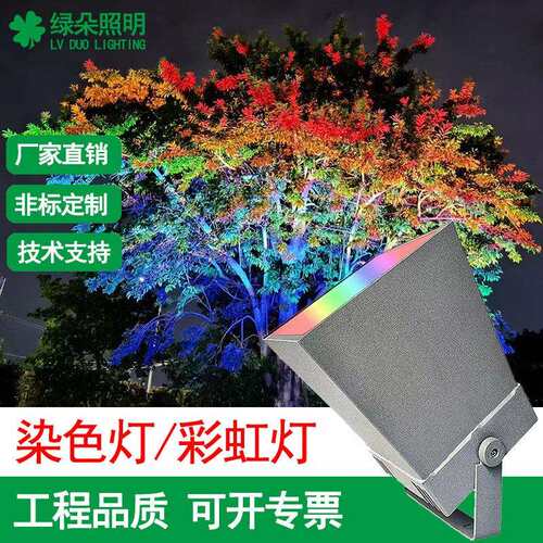 LED方形染色灯彩虹投光灯RGBW常亮投光灯七彩照树灯文旅亮化灯具