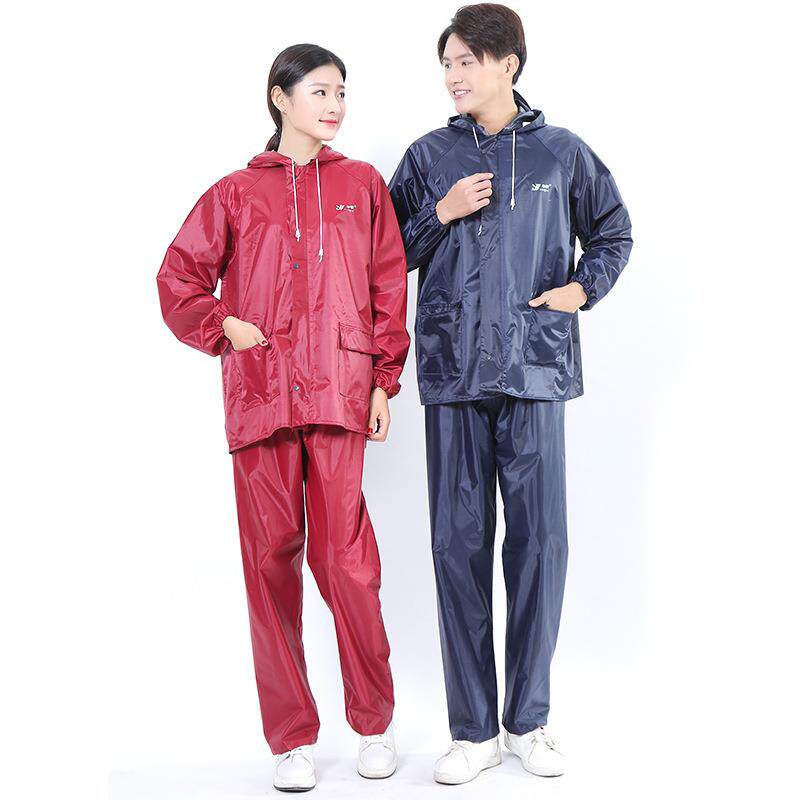 粤佳加厚不沾水成人雨衣骑行男女户外单人雨衣雨裤套装分体式雨披