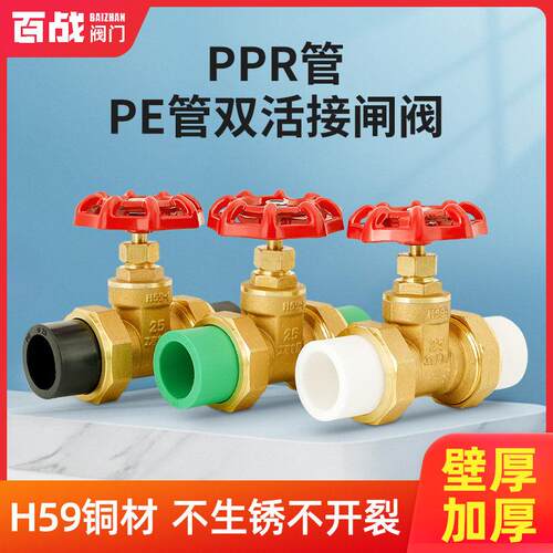 闸阀ppr管PE管自来水管阀门开关4分20管6分25双活接1寸2热熔
