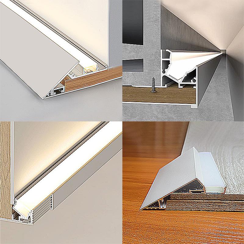 薄如蝉翼斜面灯槽悬浮吊顶单边45度漫反射回形反光灯槽洗墙氛围