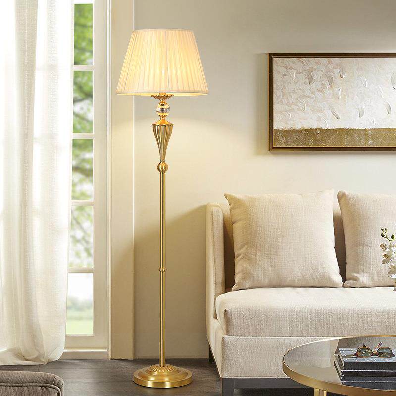 美式轻奢客厅落地灯欧式高端卧室床头立式台灯法式复古高级感全铜
