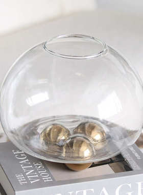 现代轻奢透明玻璃花瓶摆件样板房售楼处酒店插花客厅软装饰品花器