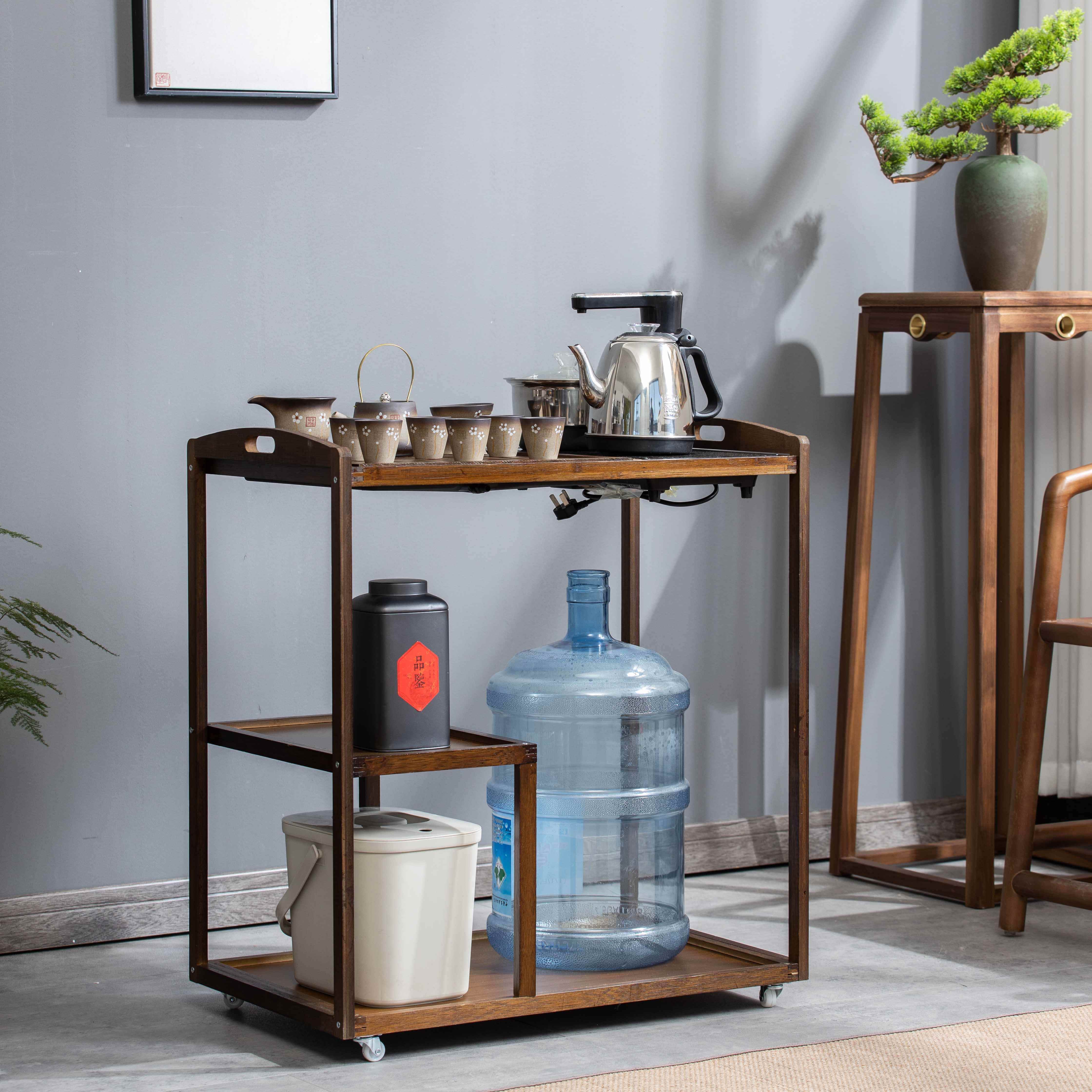 移动茶台家壶阳台茶车茶茶车胡桃具套装小茶台烧水一体式茶用桌小