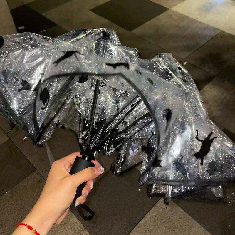 雨伞自动伞一键全收透明女生高颜值长柄男生可爱日系防风加大加厚图片