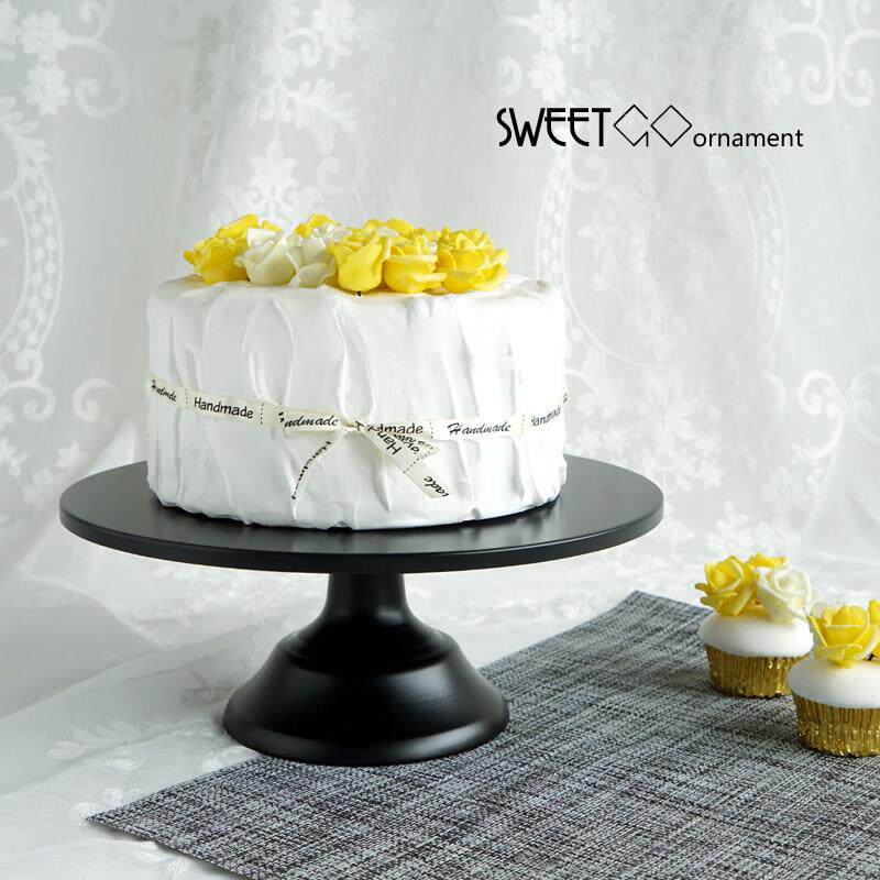甜品台高脚托 托盘黑色蛋糕盘 10寸点心盘 欧式铁艺蛋糕架婚庆道