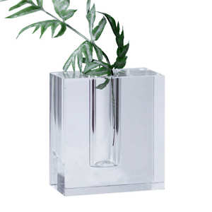 北欧创意水晶玻璃花瓶轻奢简约方口瓶家居样板间书房装饰软装摆件