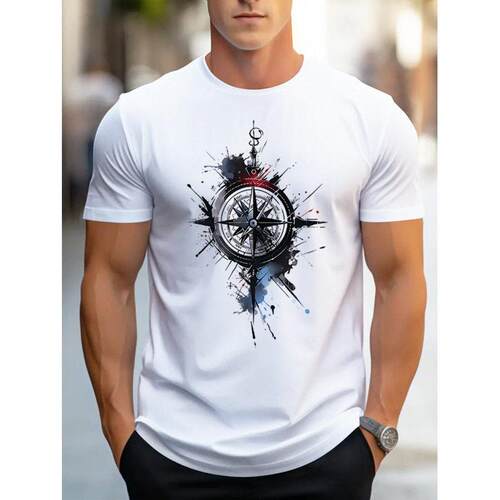 A 32765 Compass print men's T-shirt 指南针印花士 T 恤