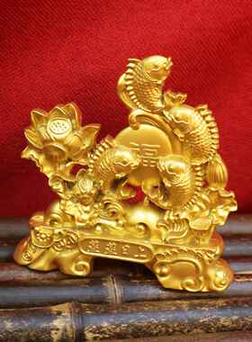 直销蒸蒸日上沙金摆件 金属工艺品乔迁新居桌面摆件年年有余