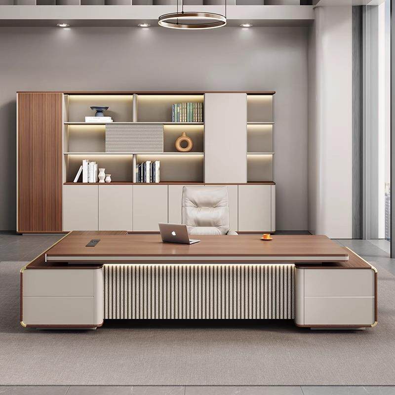 轻奢老板桌办公桌简约现代总裁经理桌子领导办公室桌椅组合大班台