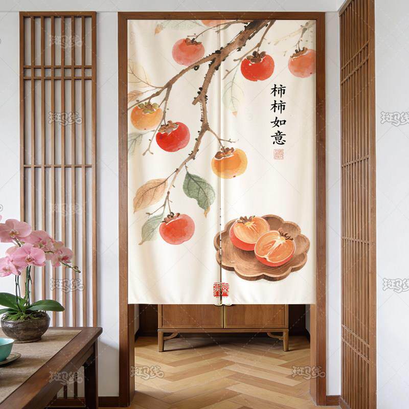 新中式门帘家用卧室半帘厕所布帘厨房洗手间遮挡隐私隔断帘可定制