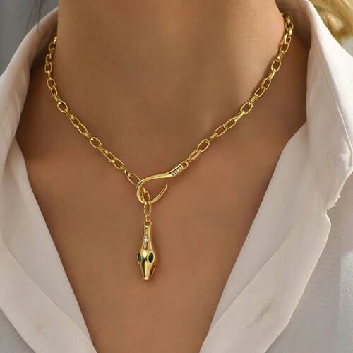 Retro Snake Necklaces for Women Men Gold Color Paperclip Cha