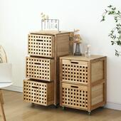 斗柜木质简现代卧室子带轮小柜三抽储物三抽柜客约厅移动实木可收