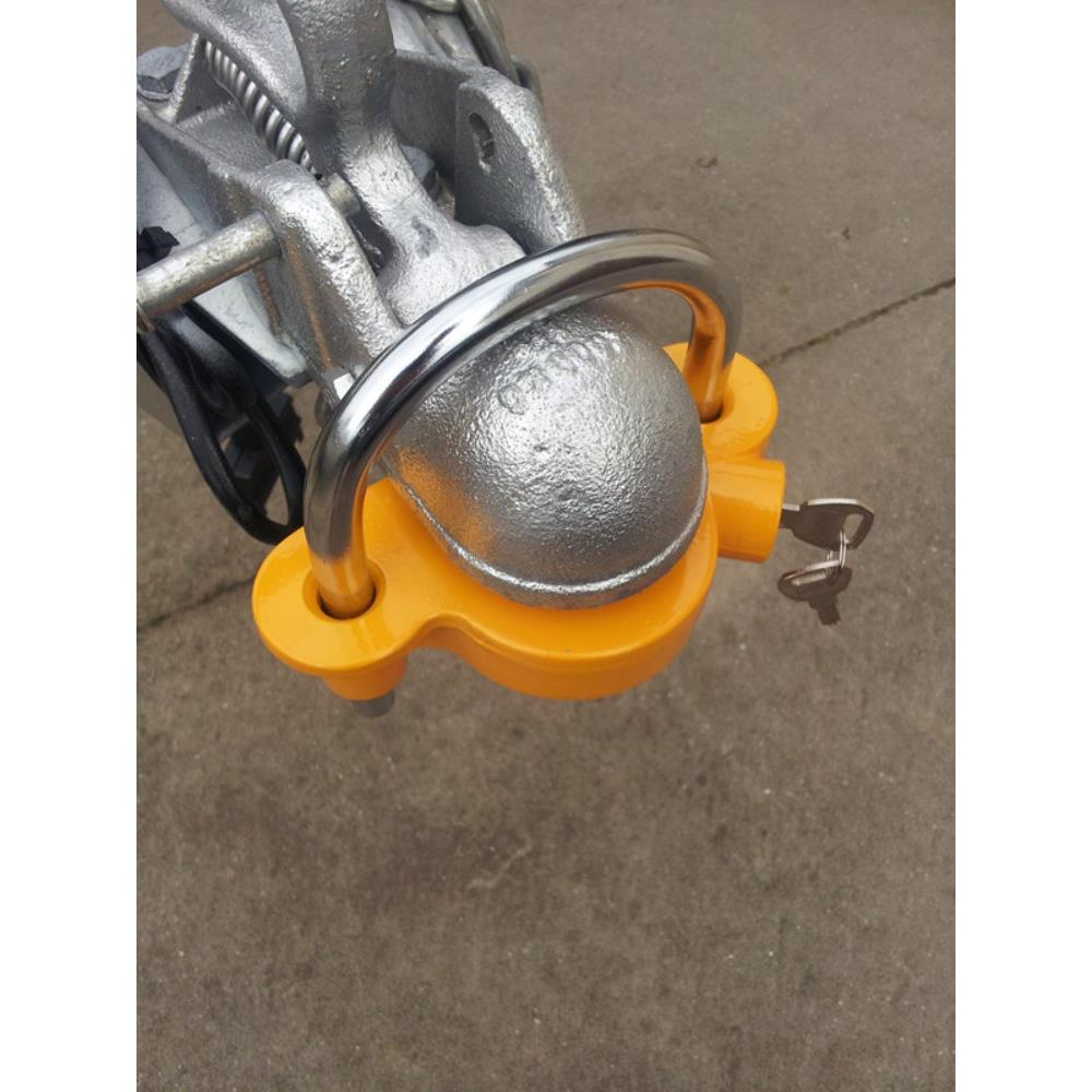 拖挂房车改装配件拖车防盗锁黄色花篮锁连接器球盖挂钩球罩型锁