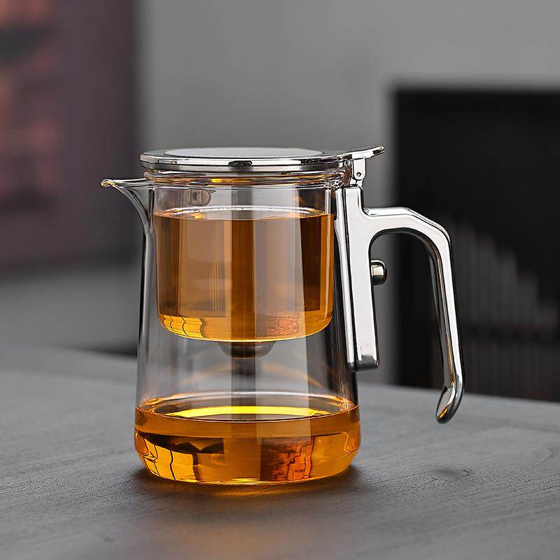 链盖磁吸飘逸杯泡茶壶2025新款全玻璃内胆茶水分离泡茶杯冲茶神器