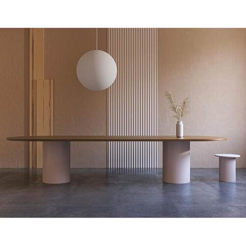 北欧椭圆形餐桌轻奢实木圆弧长桌简约书桌办公会议桌洽谈桌工作台