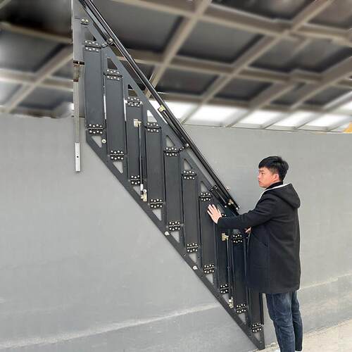 折叠楼梯阁楼覆式楼跃层室内小户型loft公寓家用户外定制铁楼梯