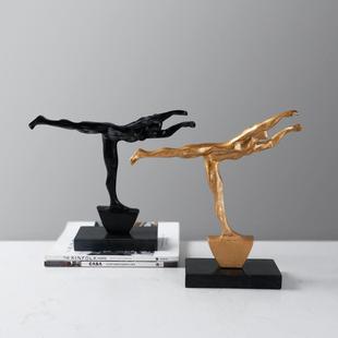 简约后现代冷铸铁艺术人体雕塑品铁艺金属人物摆件客厅样板间摆设