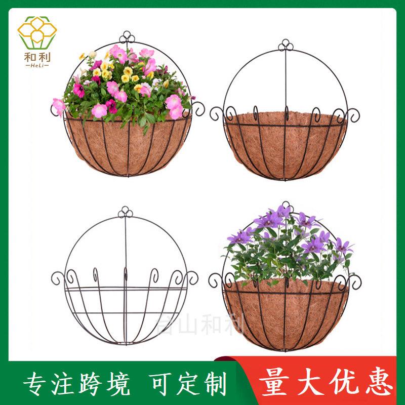 椰棕挂壁篮椰棕半壁花盆椰棕挂墙花盆椰棕挂篮半圆花架供应跨境