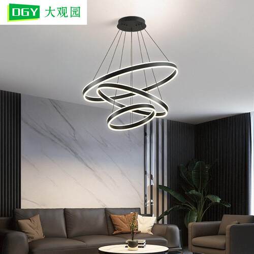 客厅灯现简约圆环吊灯北欧餐厅灯卧室灯极简三圈客厅主灯具055L