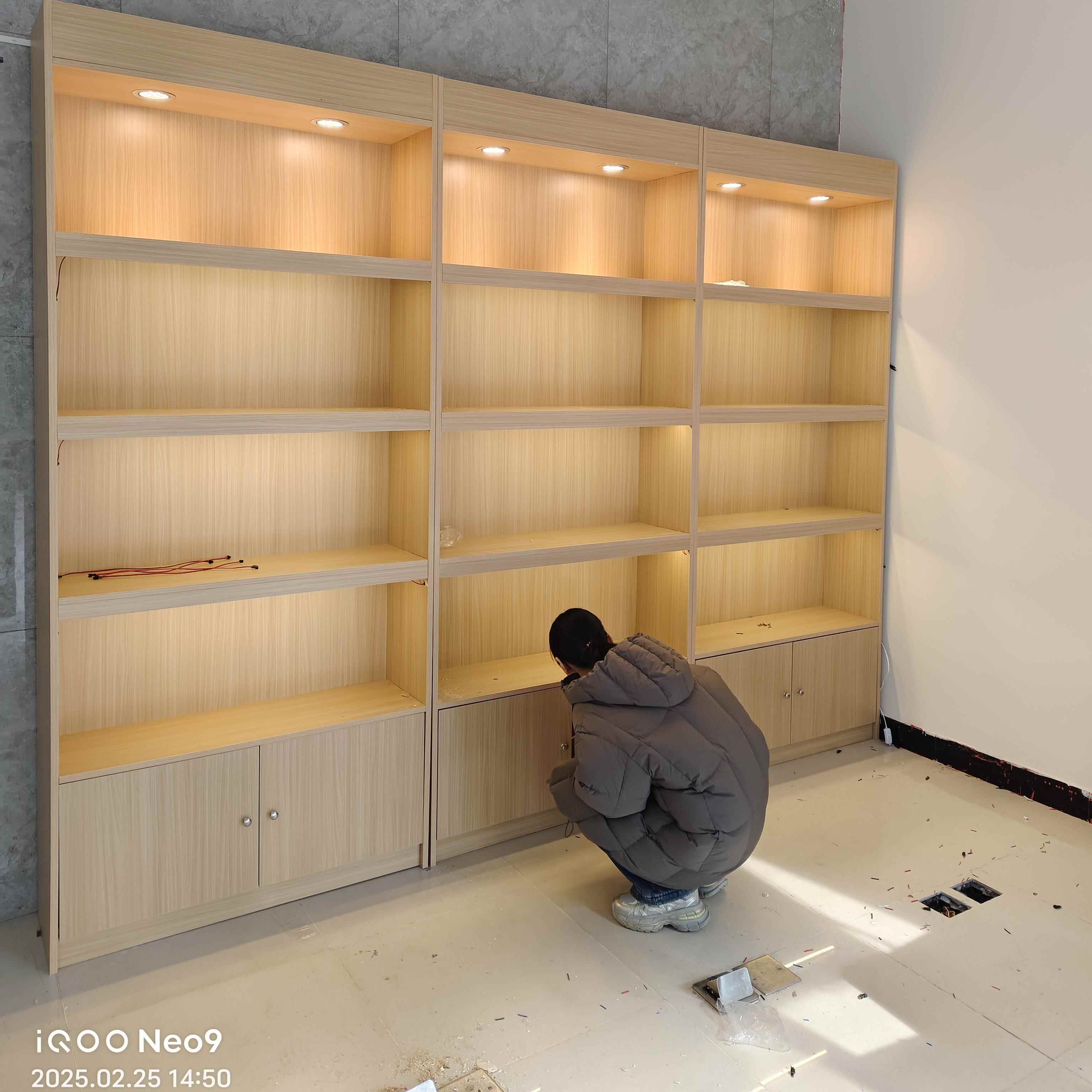 定制茶叶展示柜实木质酒水货架组合茶叶柜台商超便利店高柜烟酒柜