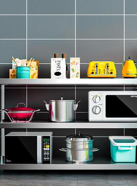 1A0厨房餐F766J969边柜L304不锈钢三物层架置架落地柜子收纳微波