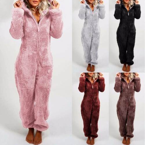 Womens Onesies Pajamas Jumpsuit Warm Romper Sleepwear One