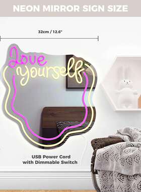 新虹灯个性镜面装饰灯克力霓镜亚子灯房间卧室创款PHM意舞台灯