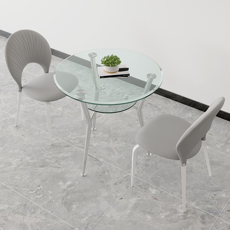 9U椅钢化玻璃餐桌洽谈桌圆椅C118组合双层会客家用阳台休息区接待