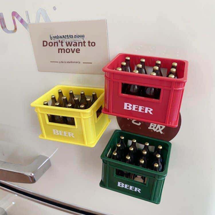 创意3D立体食玩啤酒箱冰箱贴磁性贴磁力贴一箱啤酒装饰起瓶器磁扣