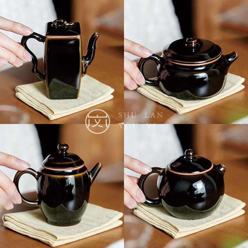 舒岚乌金黑釉黑色泡茶覆古陶瓷茶壶小号德钟壶凝香壶单壶功夫茶具