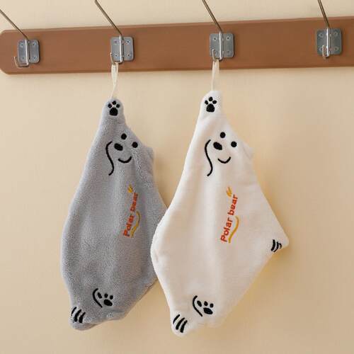 Thick and absorbent coral fleece hand towel for the kitchen,
