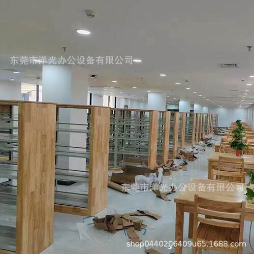 学校图书馆钢木书架大学阅览室展示架单双面定制钢质图书架多层