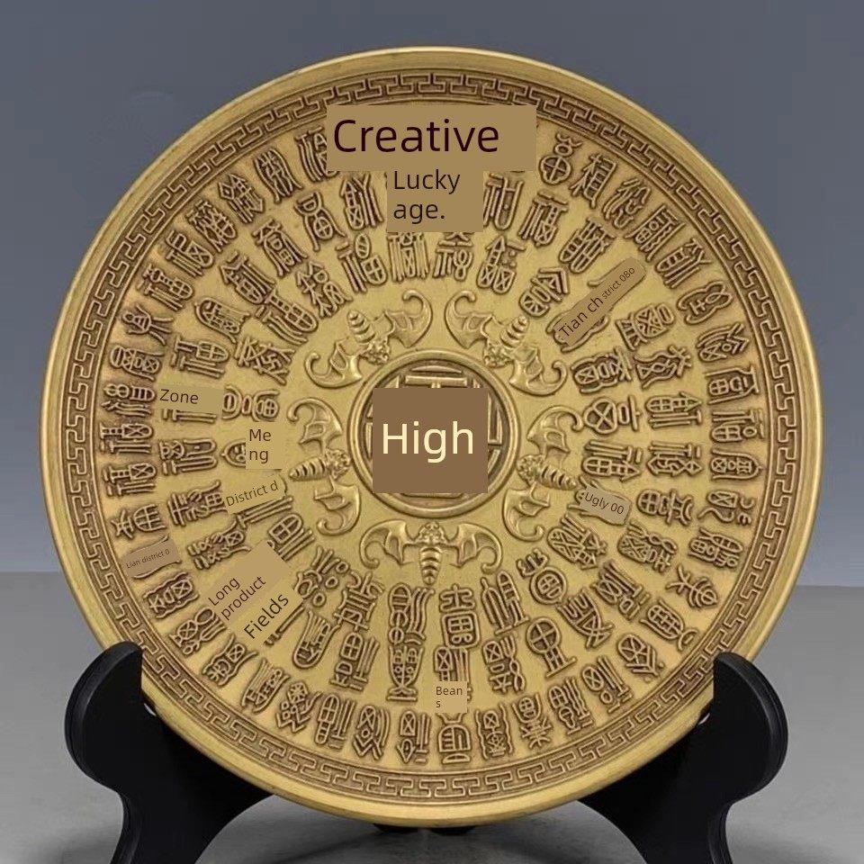 彷古铜器白府画铜盘收藏摆件高浮雕雕刻白府春画纯铜装饰陈列柜