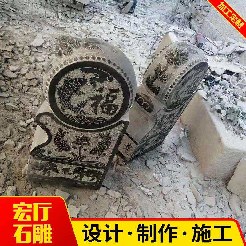 石抱鼓雕刻供应石鼓青石鼓蹬仿古石鼓青石抱鼓雕刻浮雕抱鼓石