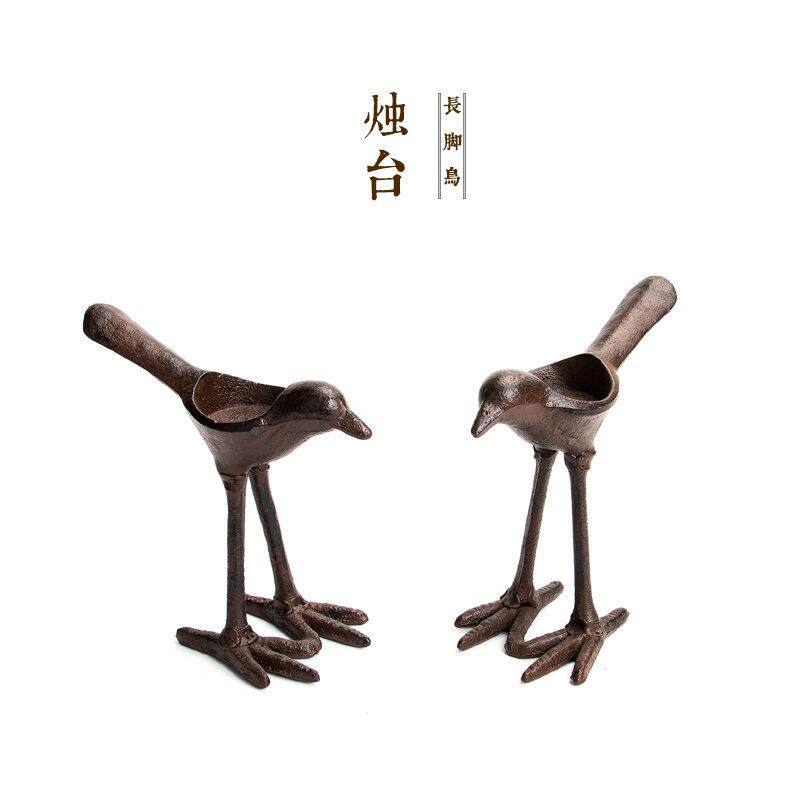 创意金属铸铁烛台 复古怀旧生日礼品礼物铁艺蜡烛台 小鸟高脚烛台