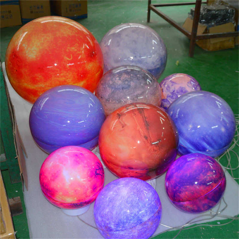 亚克力八大星球太阳系九大行星亚克力装饰星球灯半球圆球空心吊灯