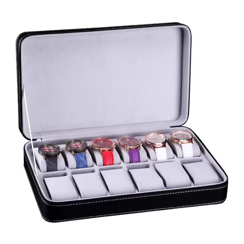 高档梦冉3位U圆筒手表盒手表收纳盒饰手镯盒随身包戒指收纳首P皮