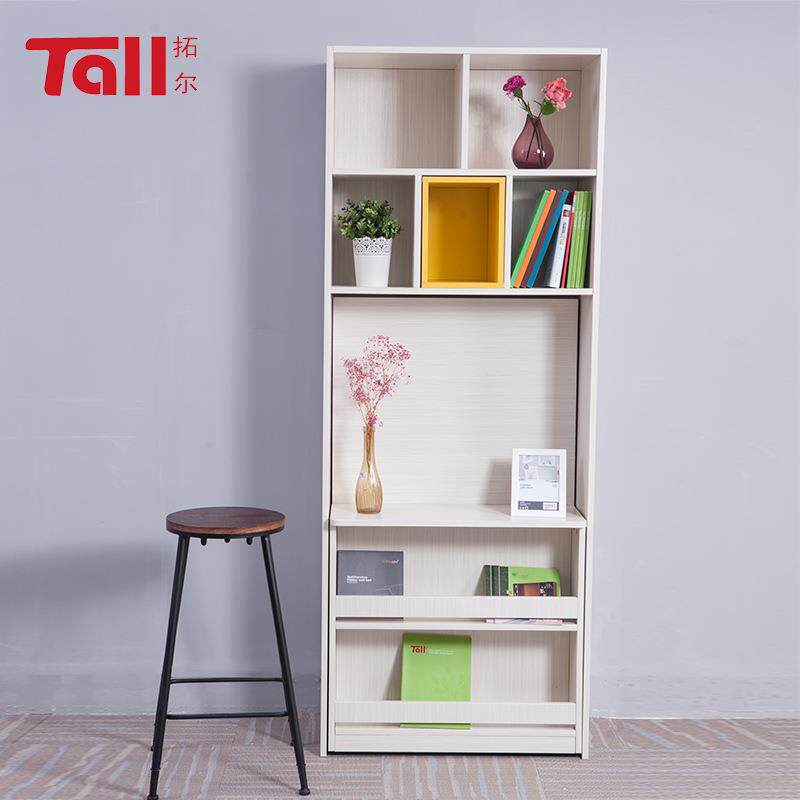 创意新款书柜一体折叠桌 多功能简约伸缩桌小户型隐形书桌